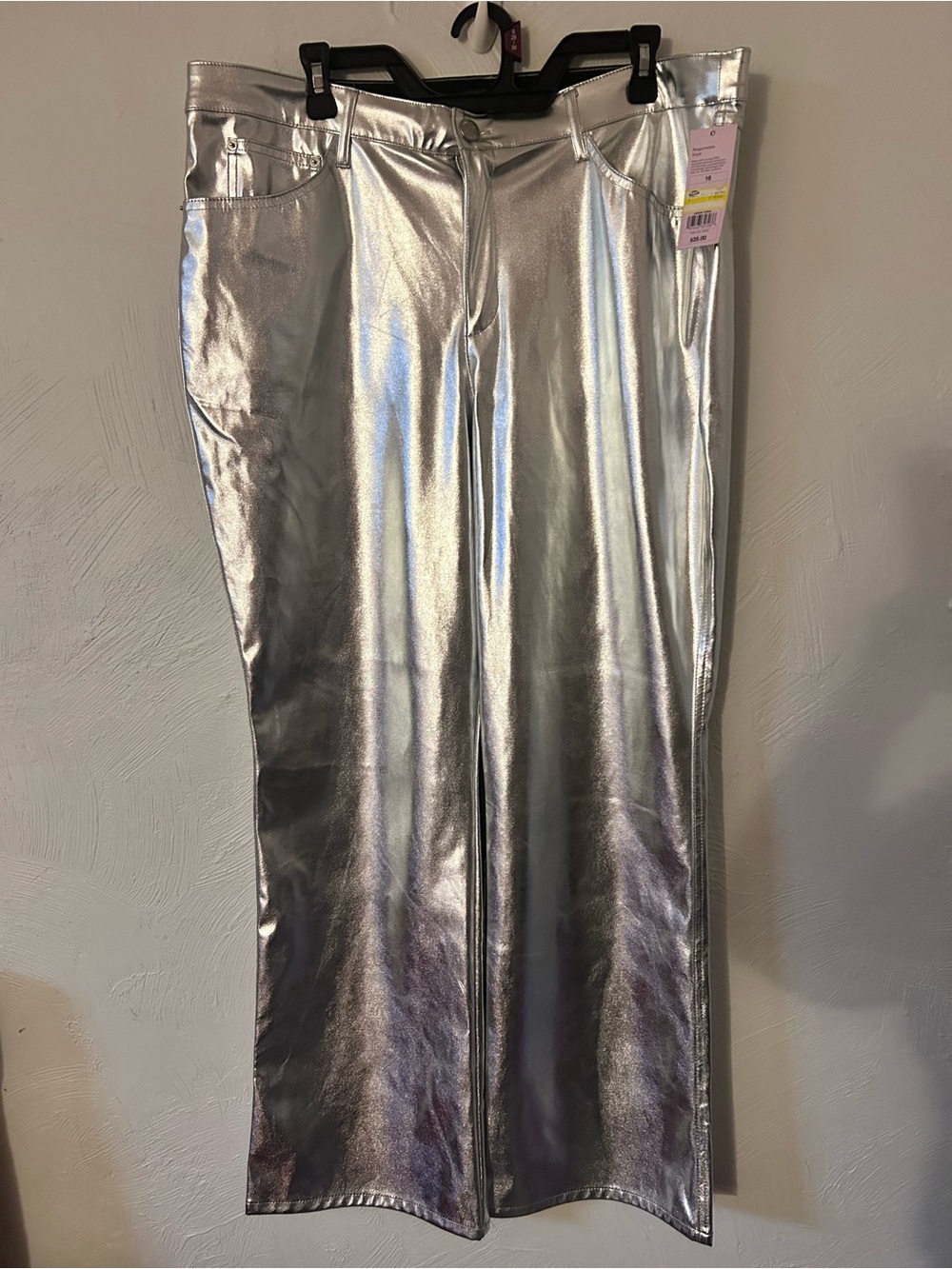 NWT Wild Fable Silver Faux Leather Flare Pants Sz 16 Women’s